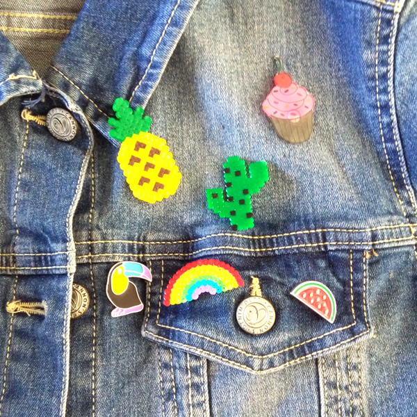 DIY Pin's planchar cuentas hama y plástico loco formas de piña y sandía DIY Pin's planchar cuentas hama y plástico loco formas de piña y sandía
