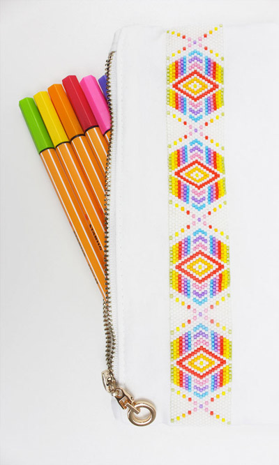 Esquema Bolsa personalizada de costura fácil de bricolaje con un tejido de peyote de arco iris impar Esquema Bolsa personalizada de costura fácil de bricolaje con un tejido de peyote de arco iris impar