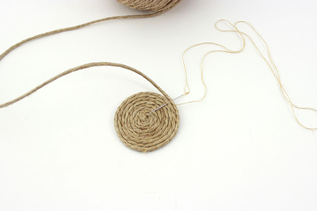 taza en hilo de cáñamo cómo coser coupelle en fil de chanvre comment coudre