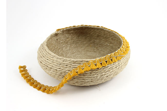 Taza de hilo de cáñamo añadido trenza Coupelle en fil de chanvre ajout du galon