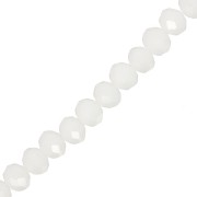 Cuentas facetadas redondas - aplanadas redondas - 8x6 mm Blanco Opaco x40cm