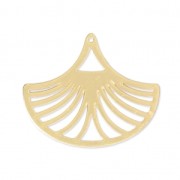 Colgantes calados forma de abanico corte con láser 25x30 mm - dorado x2