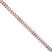Cadena en espiga de resina epoxi 6,3 mm Burdeos/Camel/Rosa Dorado x 20cm