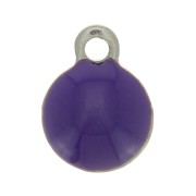 Dijes redondos de Acero Inox y resina epoxi 6 mm Dark Purple x5