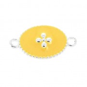 Entrepieza 2 anillas motivo cruz de resina epoxi 15x8.5 mm chapado en plata fina Amarillo