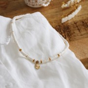 Cuentas arandalas Heishi 4x1 mm Salmón claro x39 cm