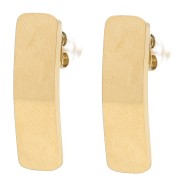 Ganchos pendientes rectangular 21x6 mm con un gancho abierto Acero inox Dorado x2