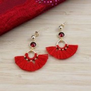 Mini colgante abanico pompones imitación algodón 15x20mm Bisque /Plateado x1