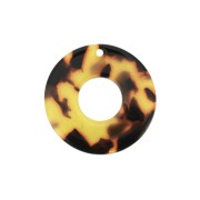 Colgante círculo calado acetato de celulosa 26 mm Imitación De Concha De Tortuga - Marrón - Negro x1