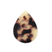 Colgante gota 31x22 mm - De Concha De Tortuga- Beige - Negro x1