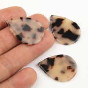 Colgante gota 31x22 mm - De Concha De Tortuga- Beige - Negro x1
