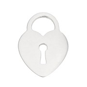 Dije candado corazón 12x9 mm - Acero inoxidable x1