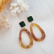 Colgante gota calado 49x32 mm de resina - Marmoleado Ambre x1