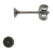 Base pendientes para cabuchones PureCrystal 1088 6 mm de Plata 925 Rodiado Negro x2