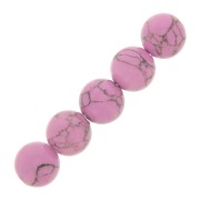 Cuentas redondas 8 mm de imitación Howlite tintadas - Rosa x10