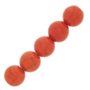 Cuentas redondas 8 mm imitación Howlite tintadas- Naranja x10
