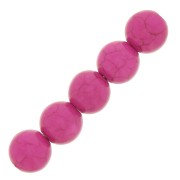 Cuentas redondas 8 mm imitación Howlite tintadas- Fucsia x10