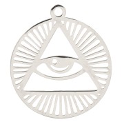 Colgante redondo calado con triángulo y ojo 22x20 mm - Acero inoxidable x1