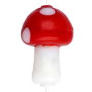 Cuenta seta de vidrio 15x11 mm - Lunares - Rojo - Blanco x1