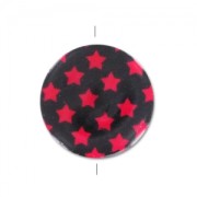 Tejo impreso de Nácar 20mm Estrellas Rojo x1