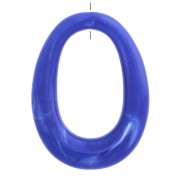 Colgante ovale évidé en résine opaque 44x33 mm - Bleu royal marbré x1