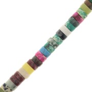 Cuentas arandelas Heishi - imitación Regalite teñida 6x3 mm - Multicolor x37cm