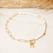 Cuentas arandelas Heishi 6x3 mm de imitación Howlite - Crème x38 cm