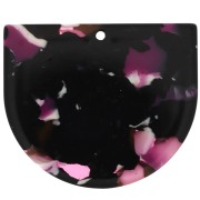 Colgante media luna acetato de celulosa 29x34 mm Prune - Blanc x1