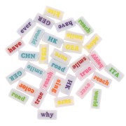 Surtido de 60 cuentas rectangulares palabras al azar 15x7,5 mm Blanco - Multicolor