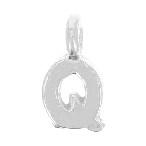 Charm letra del alfabeto 8 mm con anillo cerrado - Q - Plata 925 x1
