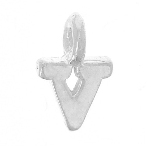 Charm letra del alfabeto 8 mm con anillo cerrado - V - Plata 925 x1