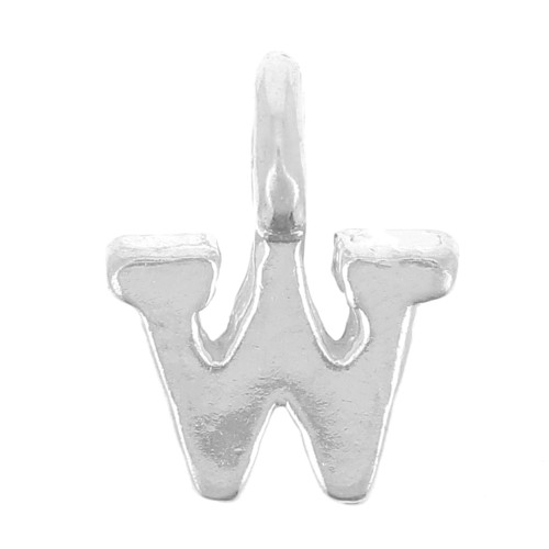 Charm letra alfabeto 8 mm con anillo cerrado - W - Plata 925 x1