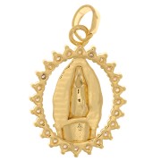Colgante ovalado - Virgen en relieve con óxido de zirconio 22x16 mm - Oro - Cristal x1
