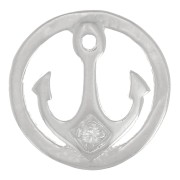 Charm redondo motivo ancla con óxido de zirconio 10 mm - Plata 925 - Cristal x1