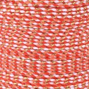 Cordón de algodón trenzado e hilo metálico de 1,5 mm - Blanco - Rojo - Coral - Oro x1m