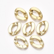Eslabón ovalado de plástico trenzado 30x21 mm - Oro x1