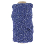 Bobina de cordón de macramé de algodón de 3 mm - Mix Azul Noche - Plateado x50m