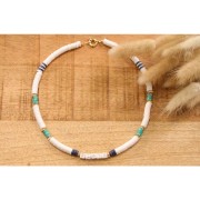 Cuentas arandalas Heishi de arcilla polimérica bicolor 6x1 mm - Crudo - Gris x40cm