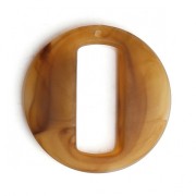 Colgante redondo de resina hueca efecto mate 39 mm - Marrón jaspeado x1