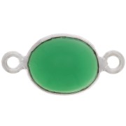 Entrepieza de gema ovalada de color 13x8 mm - Plata de ley 925 - Ónix verde x1