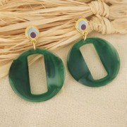 Colgante acrílico hueco redondo 39 mm - Beige jaspeado - marrón x1