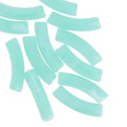 Cuentas acrílicas transparentes de tubo curvado 32x8 mm - Verde agua jaspeado x6