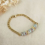 Cuentas arandalas Heishi - Regalita de colores 4x2 mm - Verde - Marrón x40cm