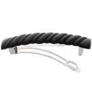 Pinza para el pelo efecto trenzado 85x17 mm en acrílico - Negro x1