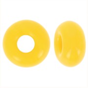 Cuentas agujeros grandes - Donuts 14 mm - Amarillo opaco x10