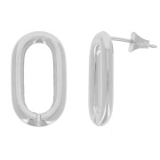 Pendientes huecos ovalados 21x11 mm - Rodio x2