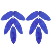 Surtido de 6 colgantes hoja de acetato - 62x45 mm para montar - Azul Perla Real
