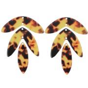 Surtido de 6 colgantes hoja - 62x45 mm en acetato - Marrón - Negro