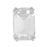 Cristal engaste Aurora A4610 Octágono Step Cut 6x4 mm - Rodio - Cristal x1