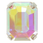 Cristal Aurora A4610 Octágono talla escalonada 10x8 mm - Plata - Cristal AB x1